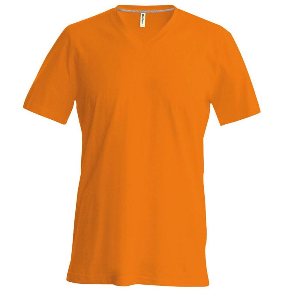 Kariban Mens Short Sleeve V Neck Slim Fit T-Shirt / Orange